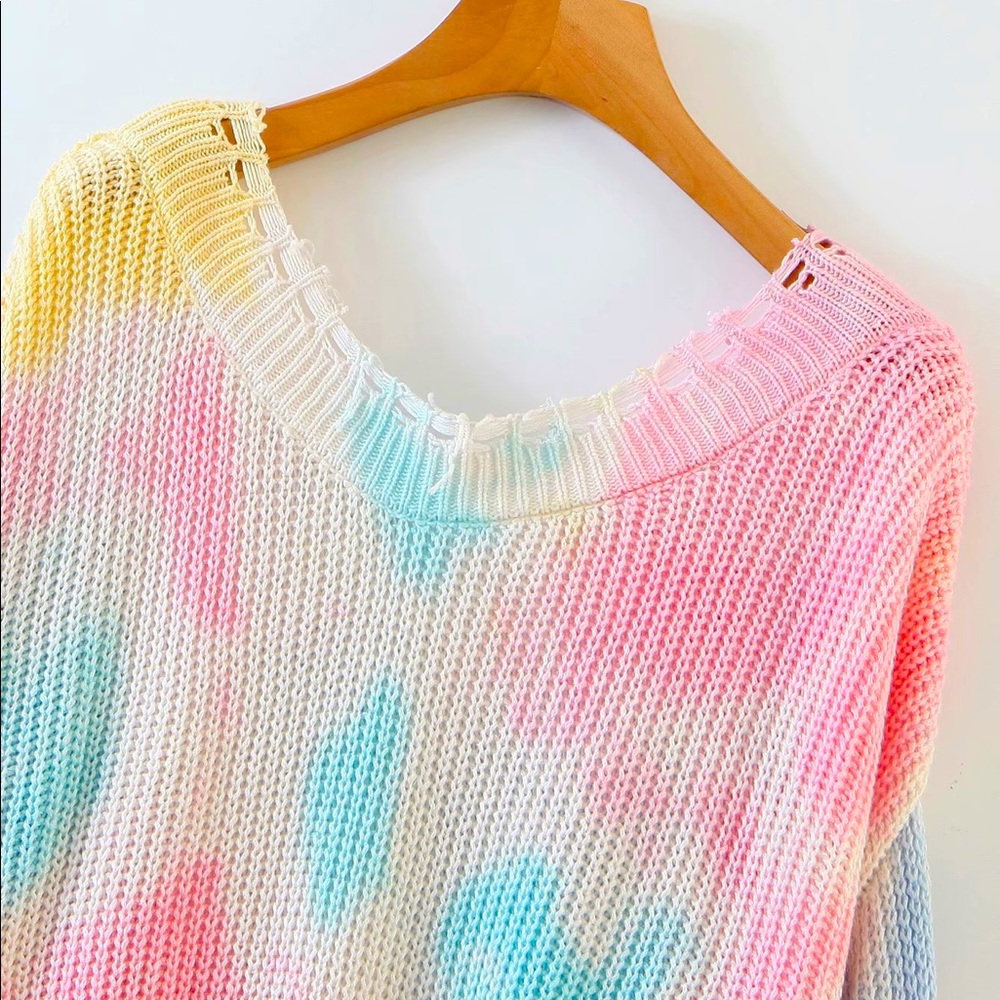 Tie dye Knit Sweater w/frays